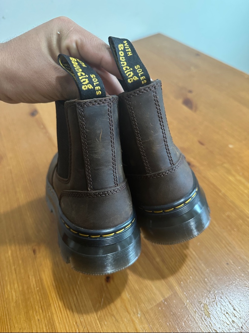 Dr. Martens Brown Leather Chelsea Boot with Yellow Stitching - Picture 6 of 10